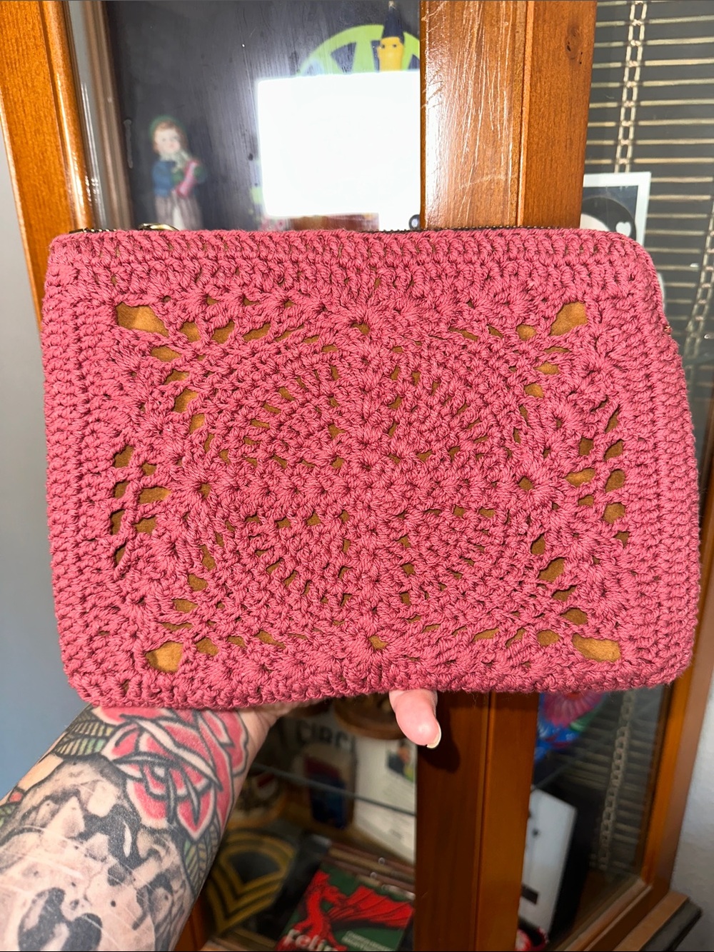Patricia Nash Pink Crocheted Wristlet Clutch